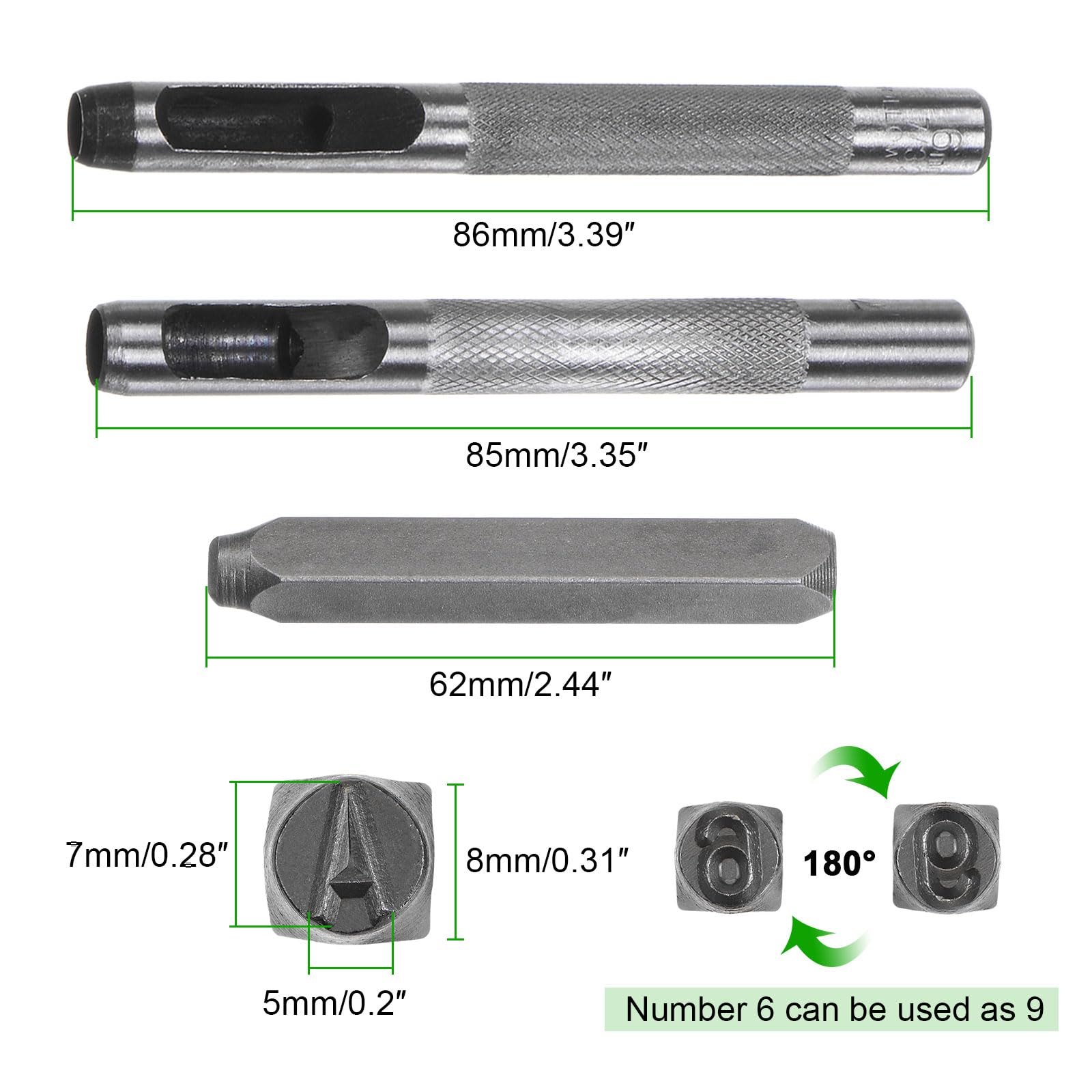 QUARKZMAN 36pz Metallo Stampaggio Kit 1/4" (6mm) (AZ, 0-8,"&" Simbolo) Acciaio Lettera Pugno Premere Utensile con Foro Pugno per Stampa su Metallo, Plastica, Legno, Pelle, Argento