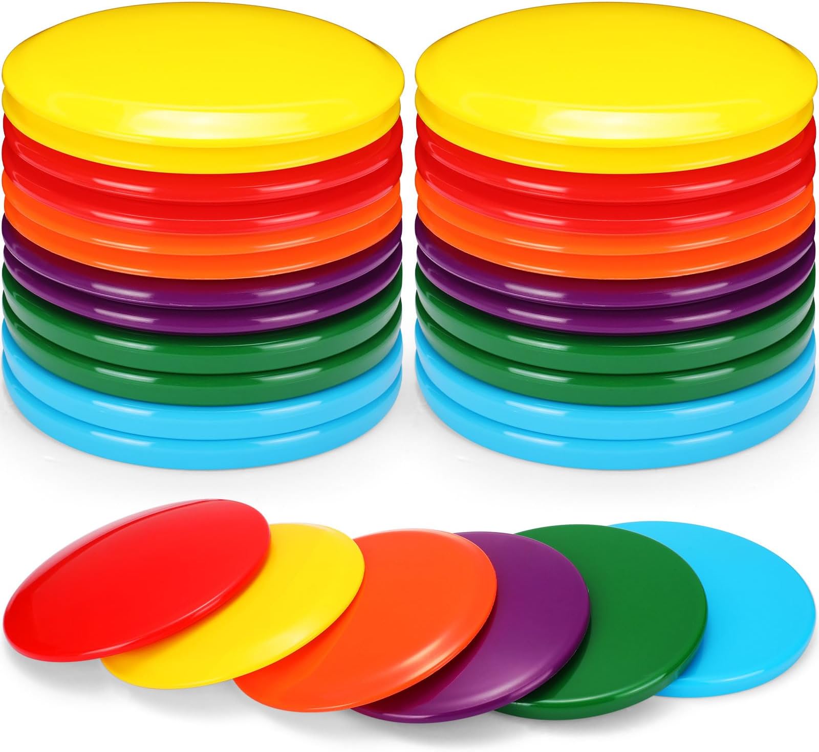 Poen 30 Pack Disc Golf Starter Set Including 10 Pcs Putter 10 Pcs Mid Range 10 Pcs Driver Comfortable Disc Golf Plastic Flying Disc for Beginner, DIY Your Discs, 6 Colors