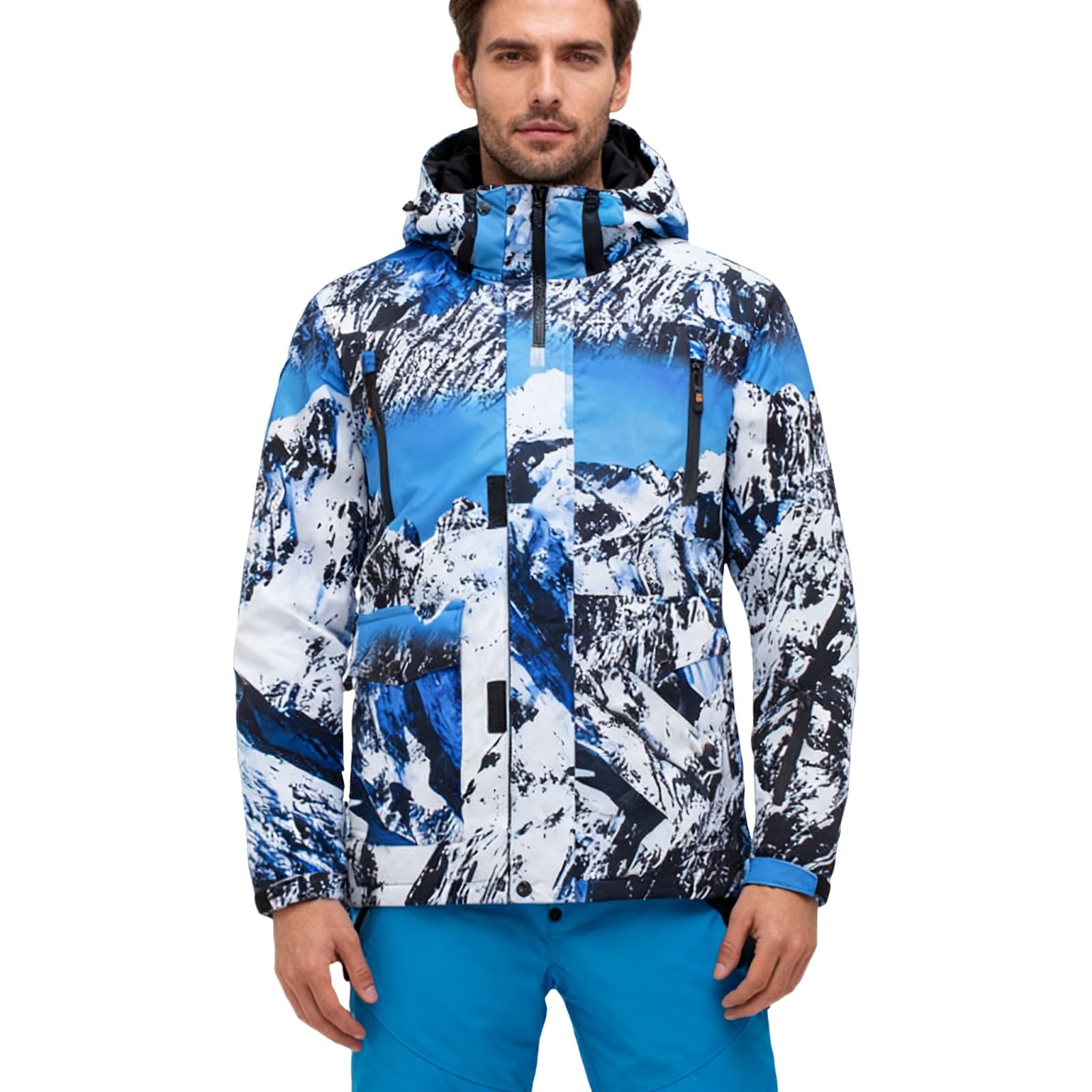 Ensemble de Combinaison de Ski Homme, Combinaison de Ski Femme Hiver À Capuche Coupe-vent et Résistante L'usure pour Hommes, Ensemble de 2 Pièces Vêtements Imperméables pour Ski intérieur et extérieur