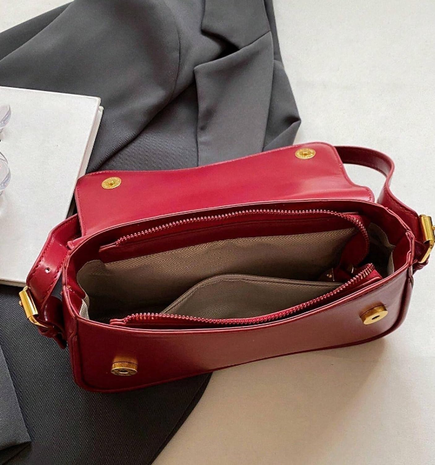 Shoulder Bag for Women Y2K Trendy Purse Vegan Leather Hobo Handbags Clutch Saddle Bag with 2 Removable Strap - Image 4