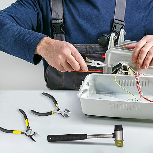 Miniatura 10 de BOOSDEN Juego de alicates de 5 piezas que incluye mazo de goma de 0.984 in, cortadores de alambre de 5 pulgadas, alicates de punta de aguja de 5