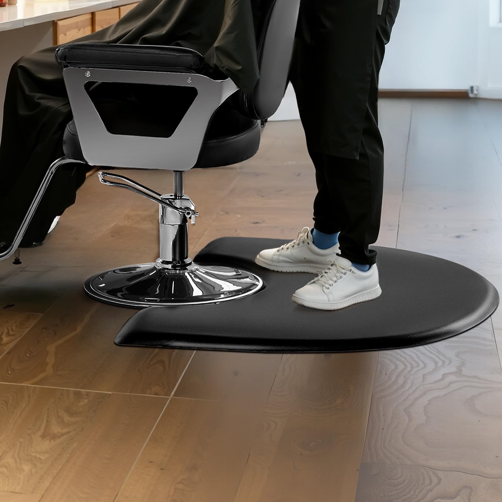 VEVOR Tapis de Chaise de Salon Coiffure, 1220x930x25 mm, Tapis de Sol Salon Coiffeur Anti-fatigue pour Base de Chaise Circulaire, avec Surface PVC, Facile à Nettoyer, Bords Biseautés Anti-trébuchement