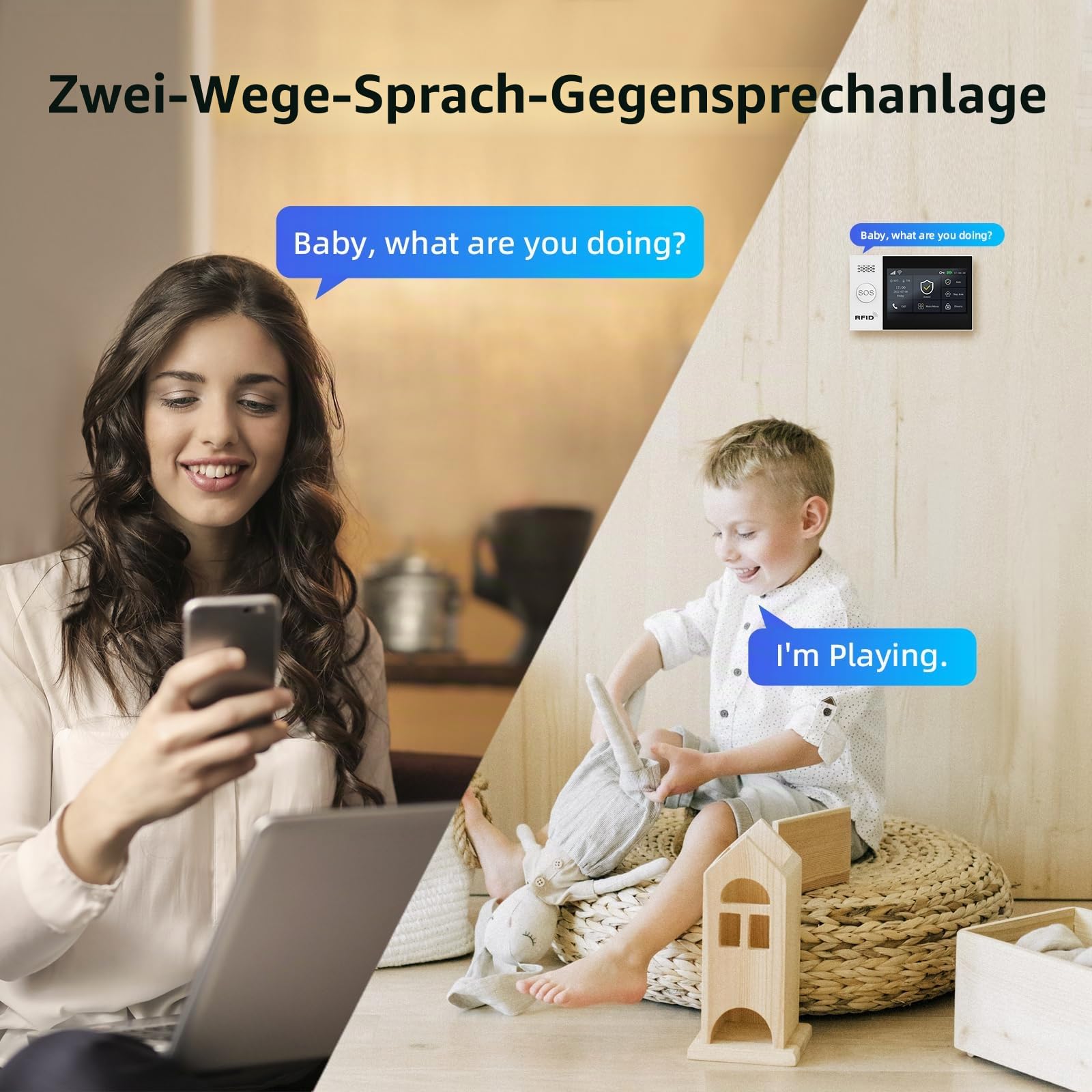 XNY Voller Touchscreen Funk Alarmanlage Haus, Haus Alarmanlage Komplett Set, GSM WLAN Alarmanlage Wohnung mit APP Alarm, 8-Stück-Kit (Fenster Tür Sensoren, Bewegungsmelder, Fernbedienungen, Sirene)
