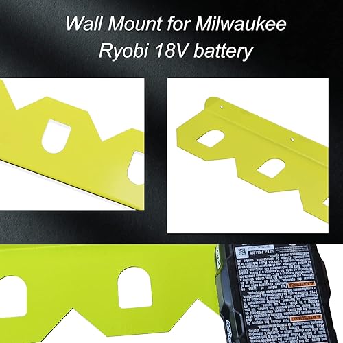 Miniatura 3 de Fennoral Soporte para batería/soporte de pared para batería Ryobi 18V, para instalación de batería Ryobi 18V con 3 ranuras, tornillos incluidos y