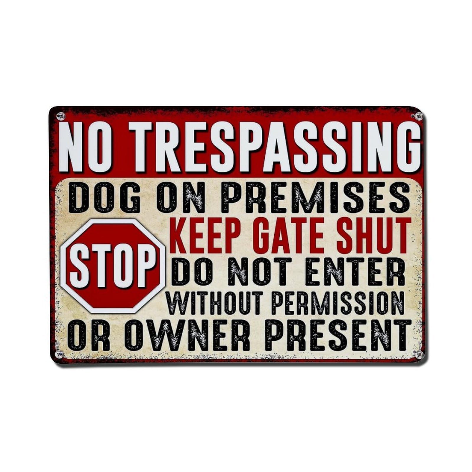 No Trespassing Dog On Premises Tin Sign Metal Poster Vintage Metal Signs for Home Man Cave Bar Cafe Kitchen laundry room Wall Decorations Gift 8x12Inch