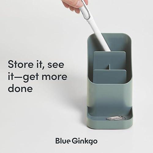 Miniatura 4 de BLUE GINKGO Soporte de escritorio - Organizador de oficina hecho en Corea para lápices, bolígrafos, notas y suministros de escritorio (verde)