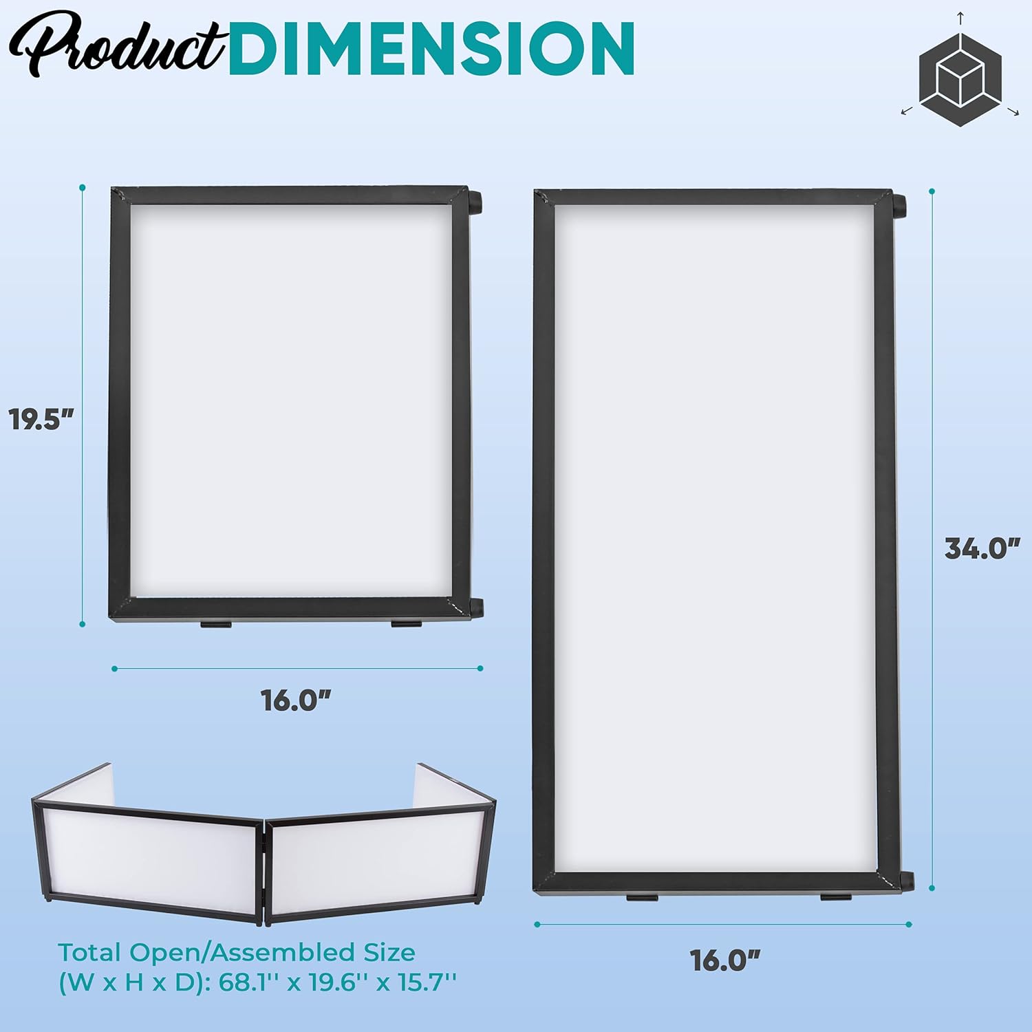 pyle dj booth foldable cover screen - portable 5.6 ft tabletop event facade front board video light projector display scrim panel -folding steel frame panel stand, stretchable lycra spandex pdjfac02