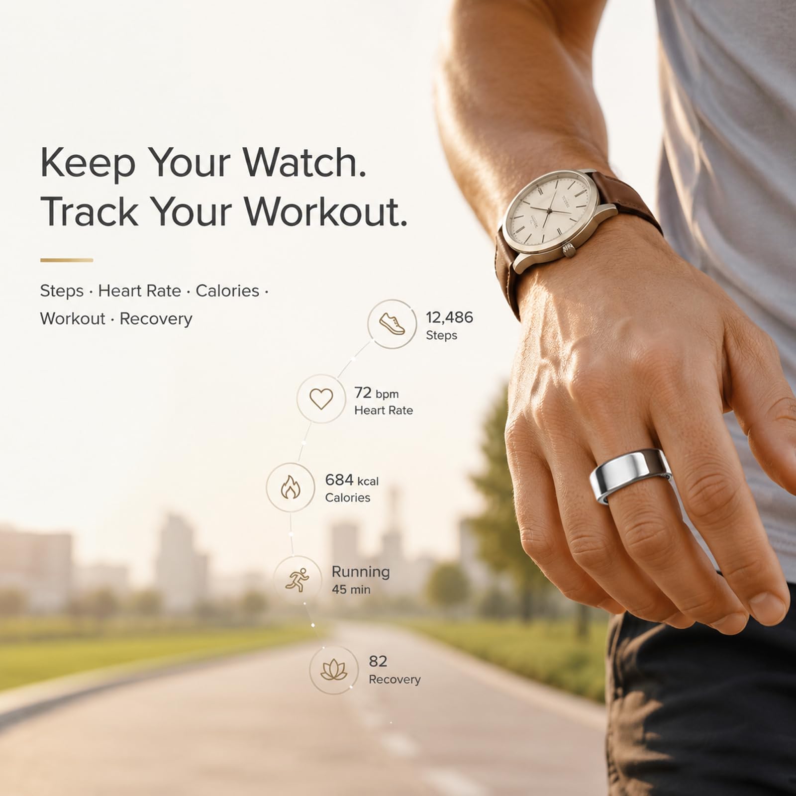 findtime Bague intelligente pour homme et femme