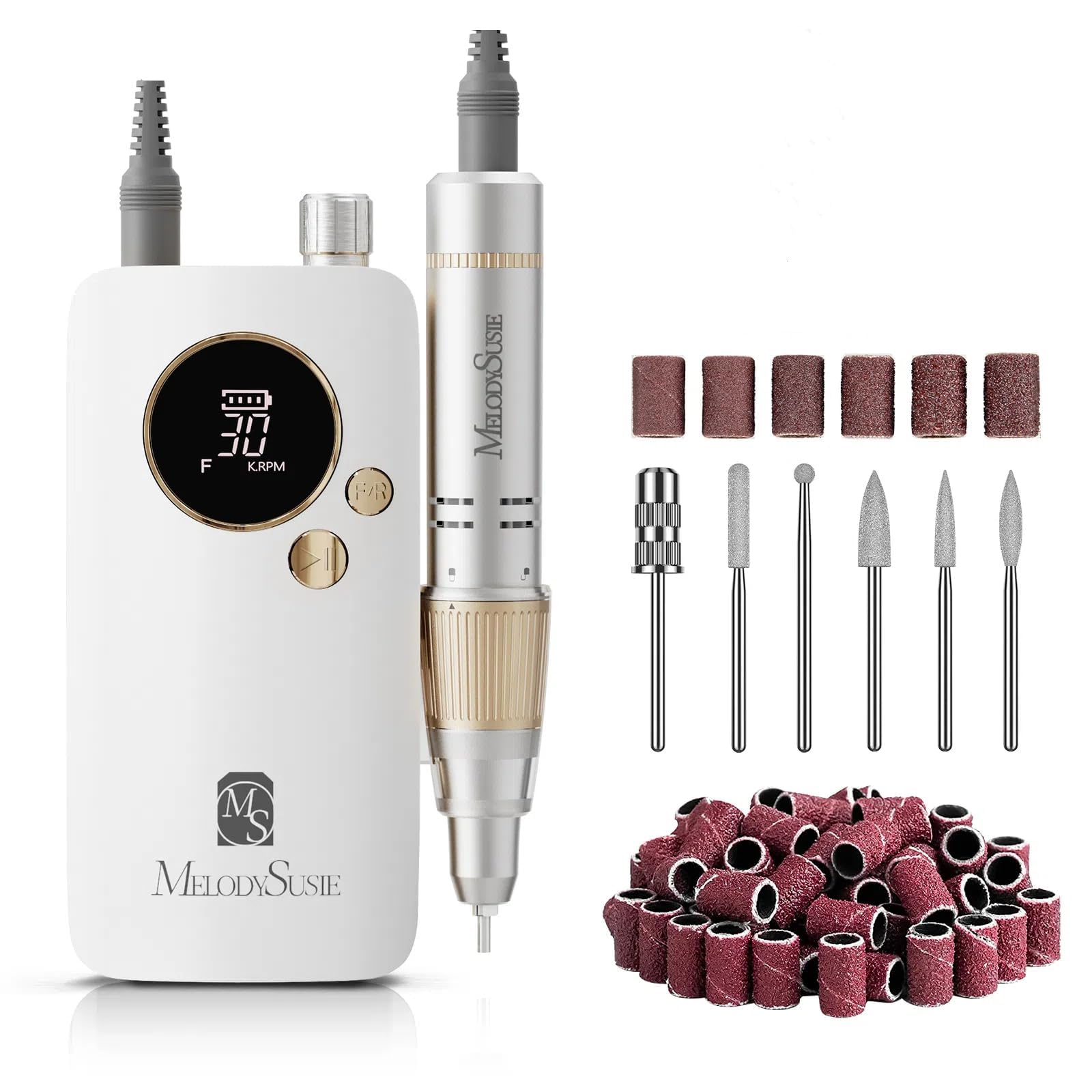 MelodySusie Electric Nail File 30000 RPM,SC320F Professional Rechargeable Nail Drill