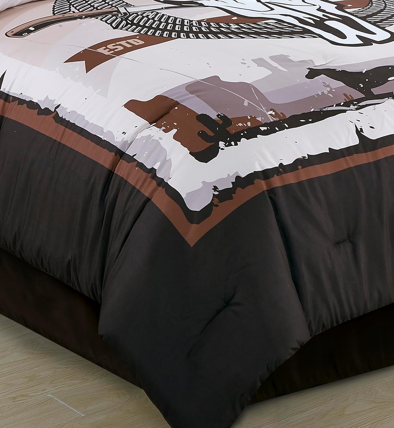 Chezmoi Collection Weston 7-Piece Southwestern Country Skull Comforter Set - Multicolor Brown Beige Tan White Printed Washed Microfiber Bedding, Queen - Image 6