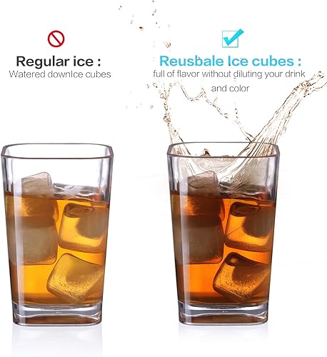 Miniatura 9 de Cubo de hielo reutilizable para bebidas, cubos de hielo de plástico multicolor para mantener las bebidas frescas durante más tiempo (20 paquetes)