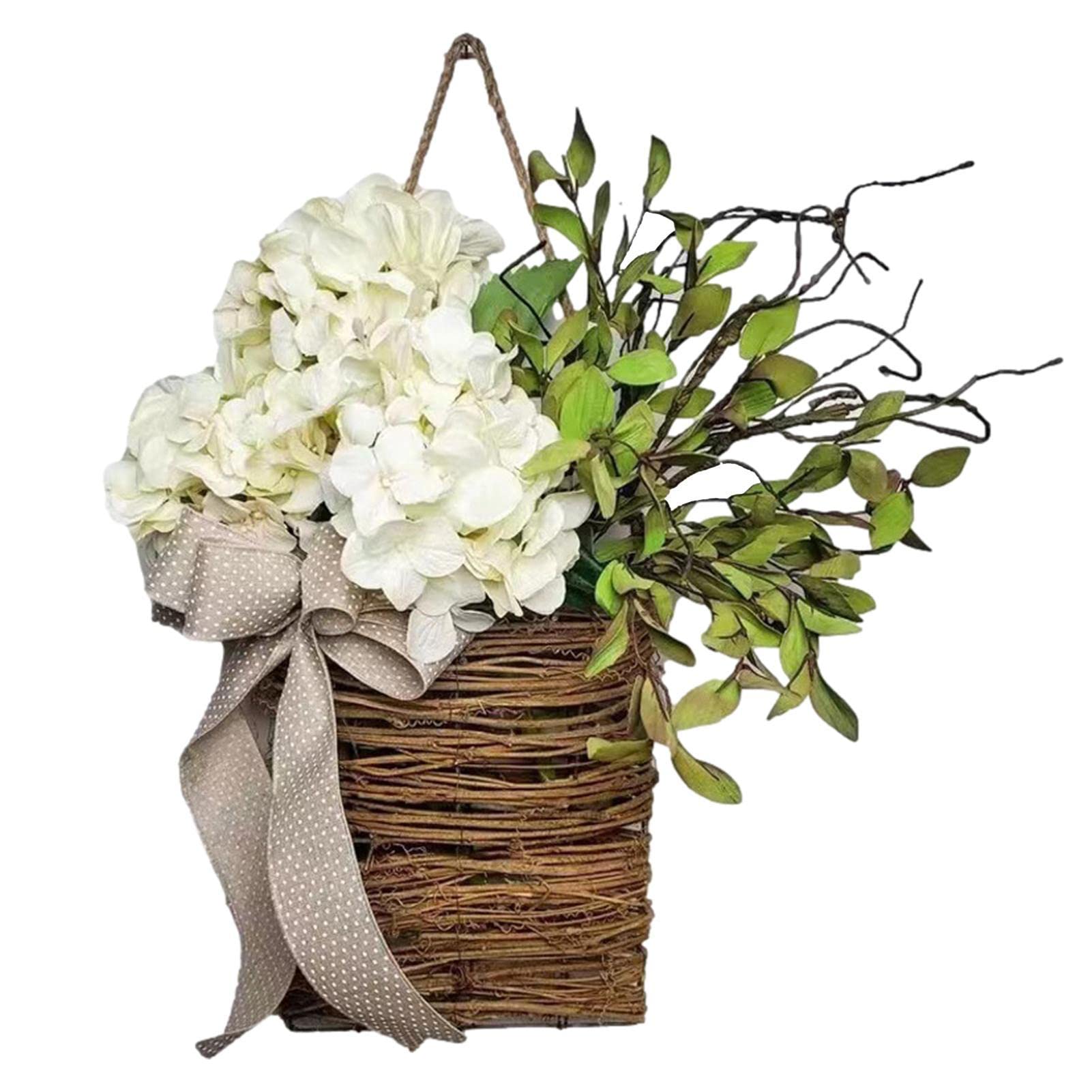 Spring Wreath Spring Wildflowers Door Hanging Basket Wreath 2023 Pring Wreath Cream Hydrangea Door Hanging Basketis Welcome Sign Front Door Decoration Spring Hanging Ornament