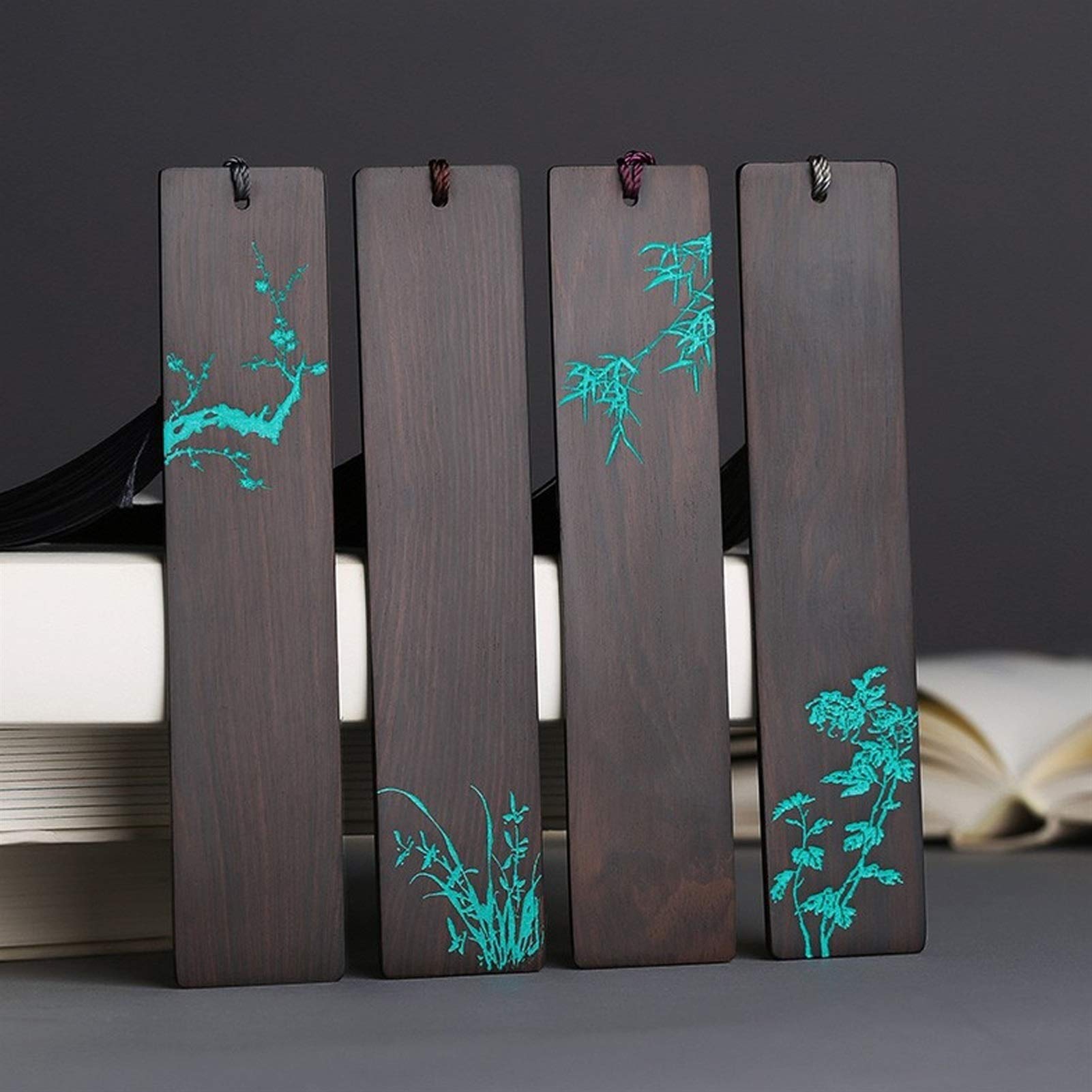 signets Bookmark littéraire en Bois Set de Style Chinois Bookmark avec de Beaux Glands adaptés aux Dames Filles Enfants lecteurs d'enfants Marque-Page
