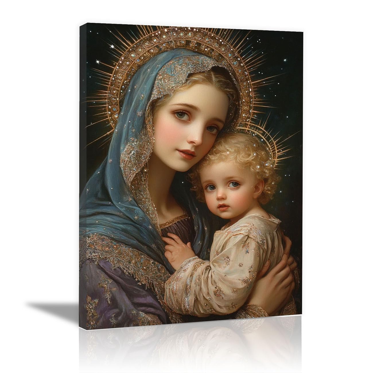 QUSAAOU Christian murals Jesus with a Lion Jesus canvas murals Canvas Wall Decor，Suitable for office,living room,bedroom and church decoration(violet)-50x70cm Framed
