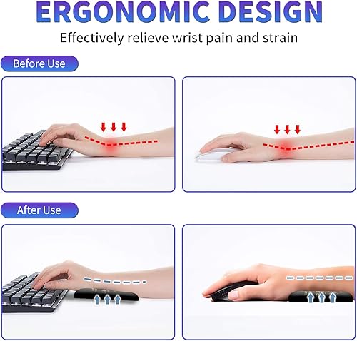 Miniatura 6 de Juego de alfombrillas grandes para mouse, tapete de escritorio + almohadilla para codos + posavasos, alivio del dolor fácil de escribir, almohadilla