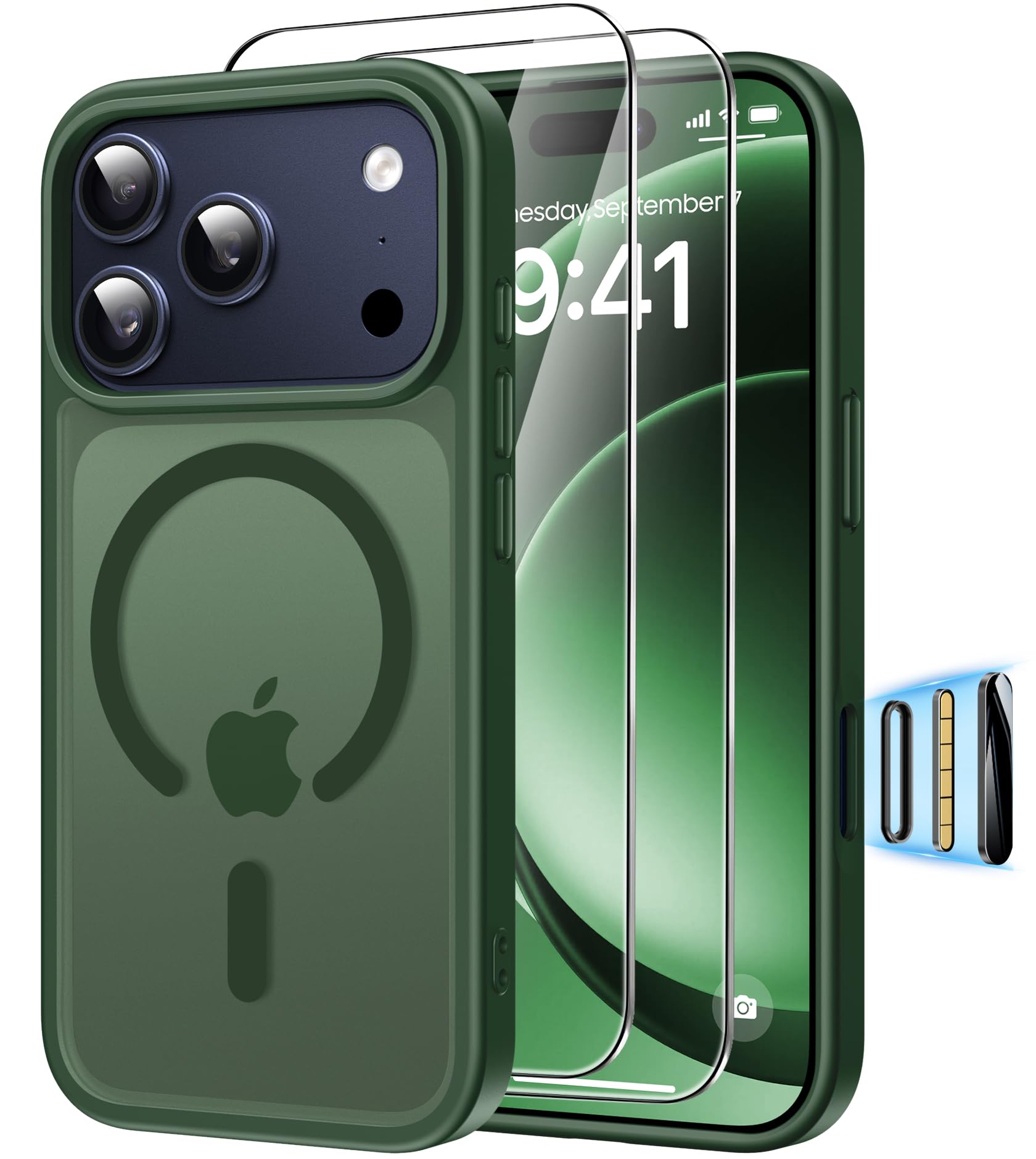 Magnética Funda para iPhone 17 Pro Compatible MagSafe con 2 Cristal Templado, Control de Cámara, Protección Carcasa Antigolpes Anti-Amarillo Tapa Case iPhone 17 Pro, Transparente — view 15