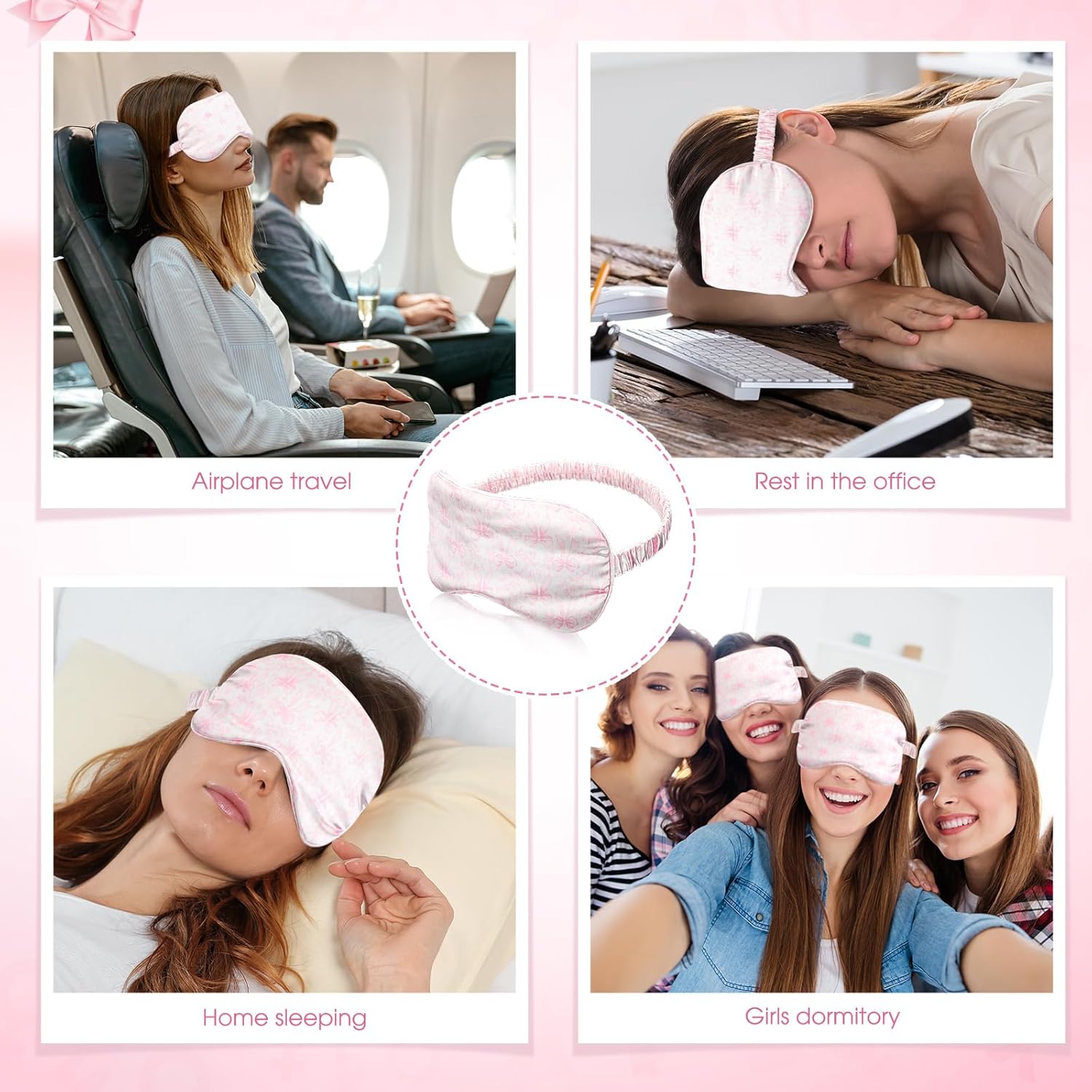 Honeydak シルクスリープマスク 12枚 レディース ガールズ ボウパーティー 記念品 調節可能なアイマスク 誕生日 お泊まり