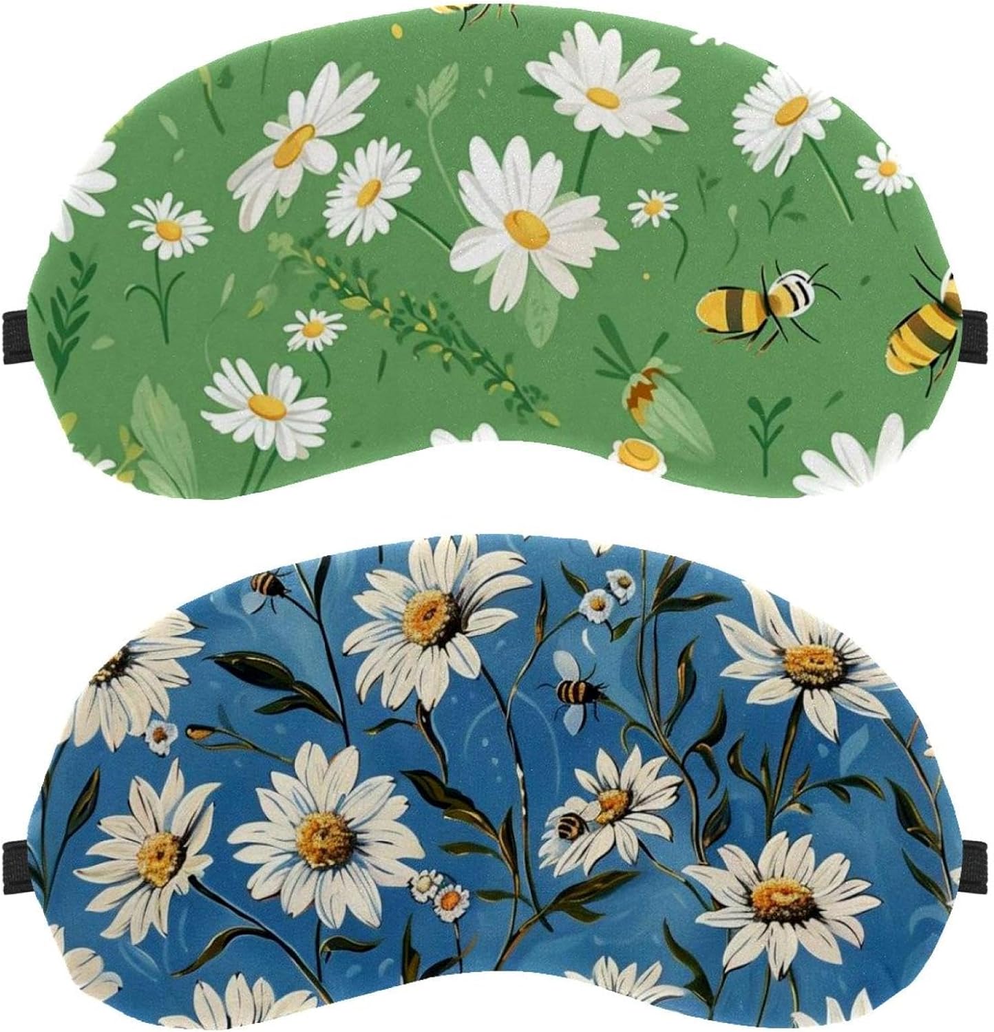 2 maschere per gli occhi con sfondo blu margherita per dormire, per dormire, per dormire, copertura morbida per gli occhi per viaggi, pisolini, aereo, blocco della luce