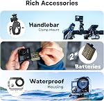 AKASO Brave 4 4K30fps Caméra d'action avec 64GB MicroSDXC Kit d'accessoires de carte mémoire - 20MP Ultra HD Photo EIS 30m Caméra étanche WiFi Télécommande 5X Zoom Caméras vidéo sous l'eau