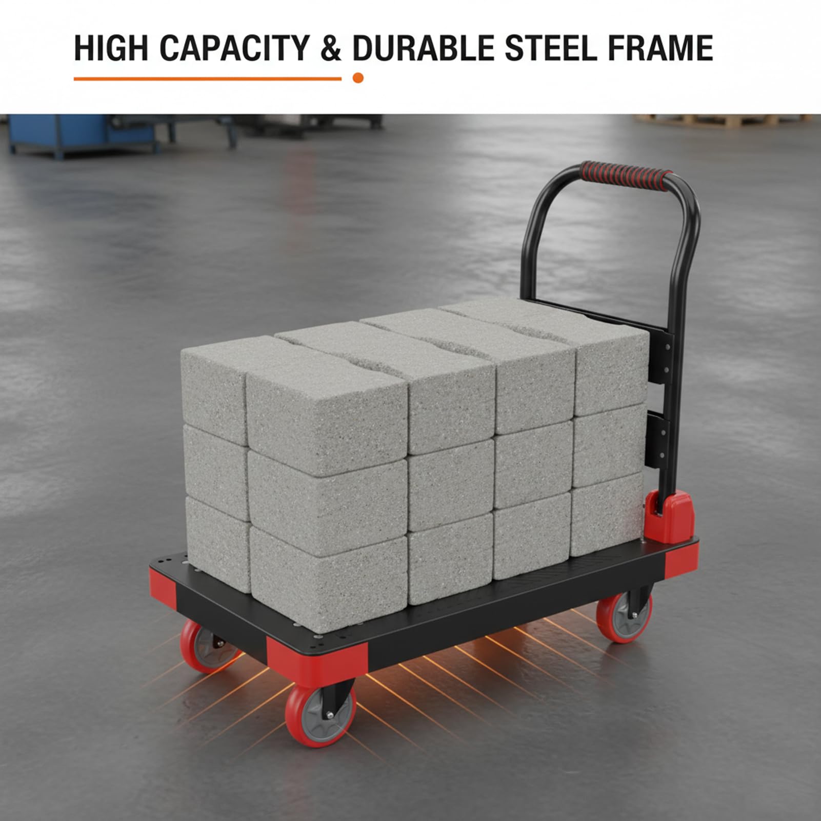 Chariot Portable Robuste à Quatre Roues - Un Chariot Pliable pour Un Rangement et Un Transport faciles à la Maison ou au Bureau, Chariot à Plateforme de 60 x 40 cm.