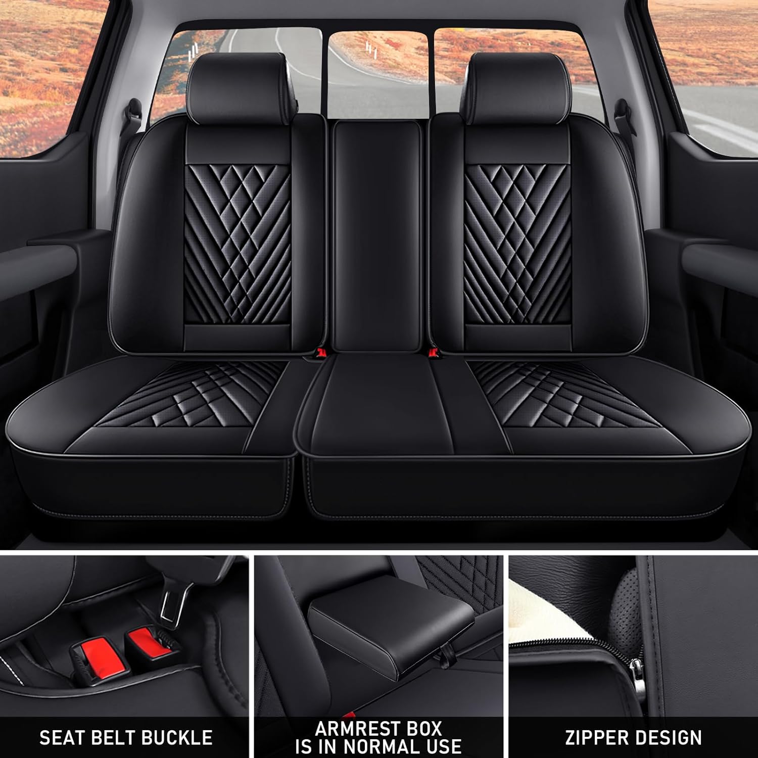 Fit for Chevy Chevrolet Silverado 1500/2500/3500/ Trail Boss High Country WT LTZ RST LT Seat Covers 2010-2025, Wear-Resistant Customized, Nappa Leather Easy Install (Black Red/Luxury 5 Seats)