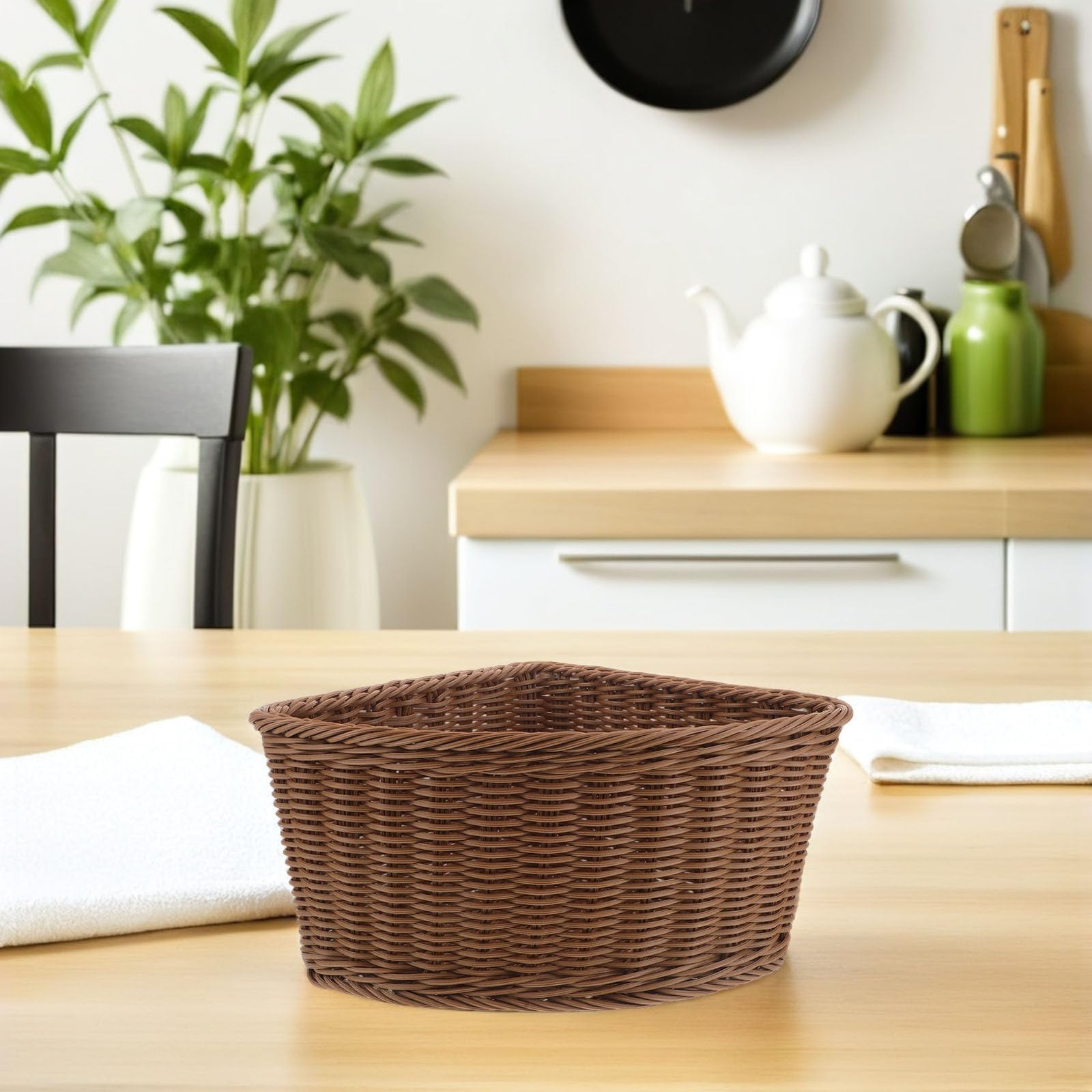 Kunststoff Rattan Eckkörbe 2 Stück Dreieckiger Organizer mit Praktischen Fächern Geeignet für Wohnzimmer und Wäscheaufbewahrung