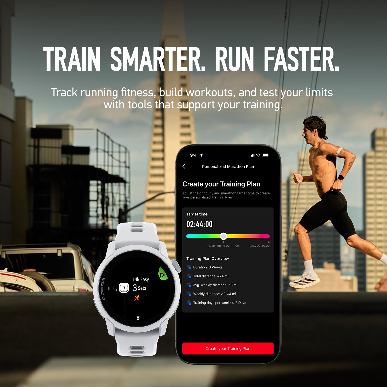 COROS PACE 4 Ultralight Sport GPS Watch, 1.2" AMOLED Touchscreen,19 days of daily use, Voice Features, Advanced Training Tools, Accurate GPS, Heart Rate Monitor, Navigation, Run, Bike - White Silicone