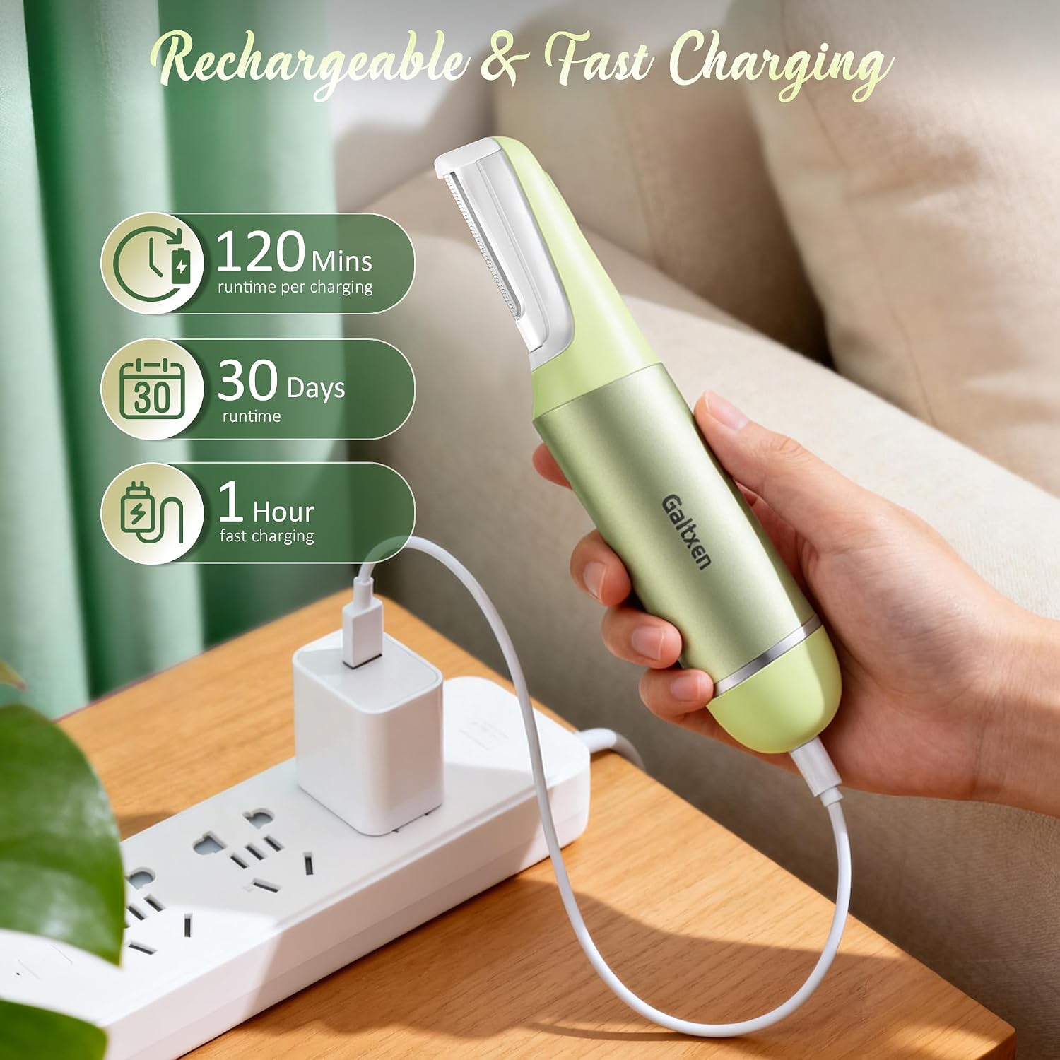 Dermaplane Razor for Women Face Facial Hair Removal for Women,Green | Dermaplaning Tool for Face Facial Exfoliation & Peach Fuzz Hair Removal, Eyebrow Razor Trimmer, 3 Speeds & 10 Refill Blades