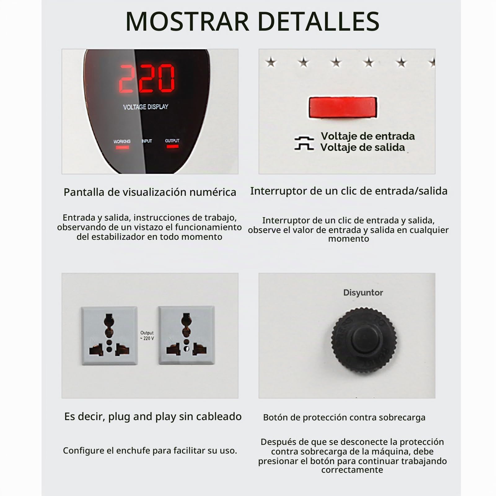 Regulador de Voltaje,220V Estabilizador de Voltaje Monofásico Automático de Alta Precisión para Uso Doméstico Protector Regulador de Voltaje para Electrodomésticos Inestables,10KW
