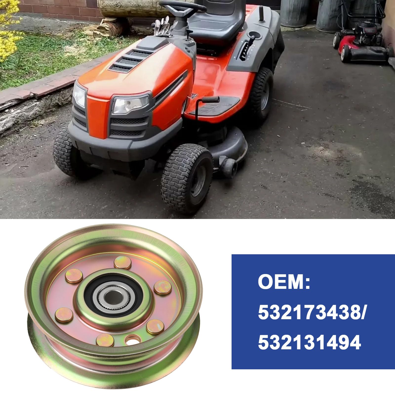 Poulie de renvoi pour tondeuse à gazon 532173438 compatible avec Husqvarna CT CTH GT GTH LT