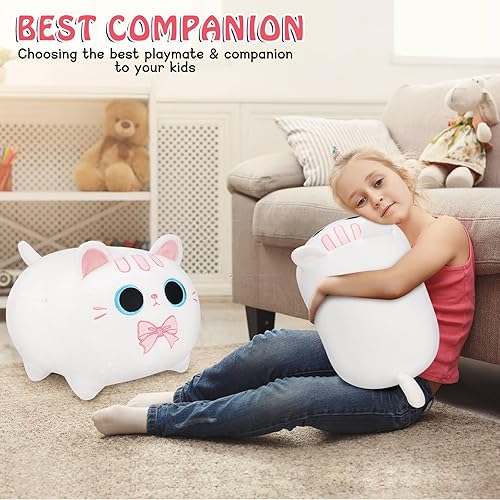 Miniatura 5 de Peluche de gato blanco, regalos para novia, animales de peluche de gato grande de 20 pulgadas, almohada de cuerpo de gato gigante, juguete de