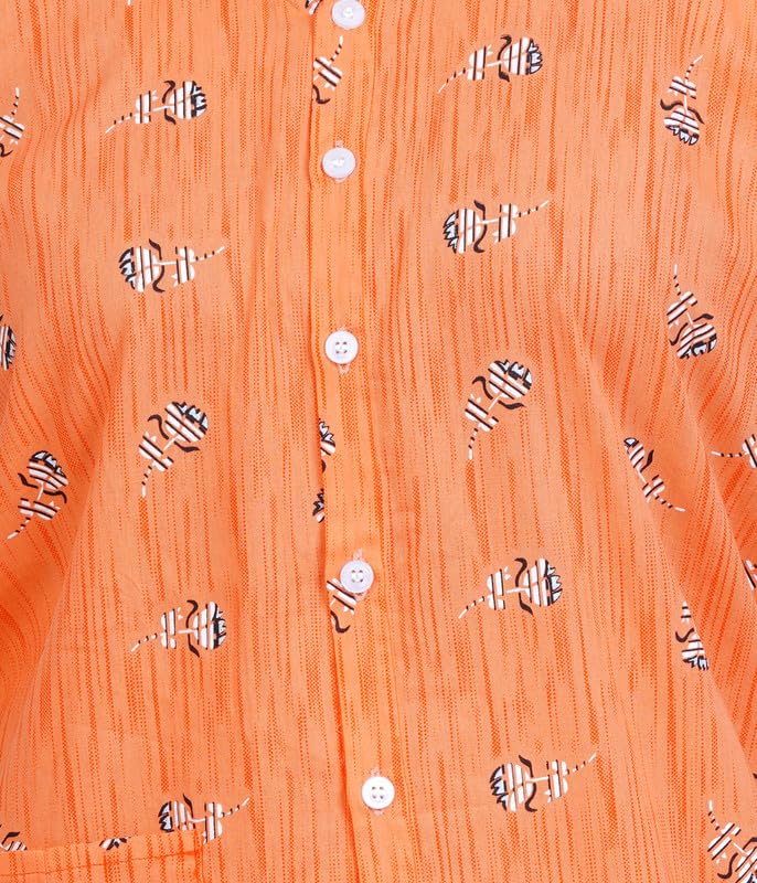 MENMAII Full Length [L- 4XL] - Women's Full Open/Front Buttoned Multipurpose Nighty for Pregnancy/Elderly/Patient/Feeding/Hospital Purpose Nighty [a Kind of Adaptive Clothing] -[Orange_3XL] - Image 4 thumbnail