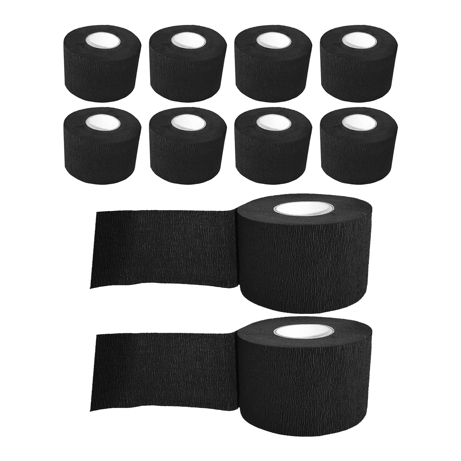 Baluue 10 Unidades Rollos de Papel Crepé Elástico Negro Cuello de Peluquería, Protector Desechable y Transpirable, Piel en Corte de Pelo y Permanente