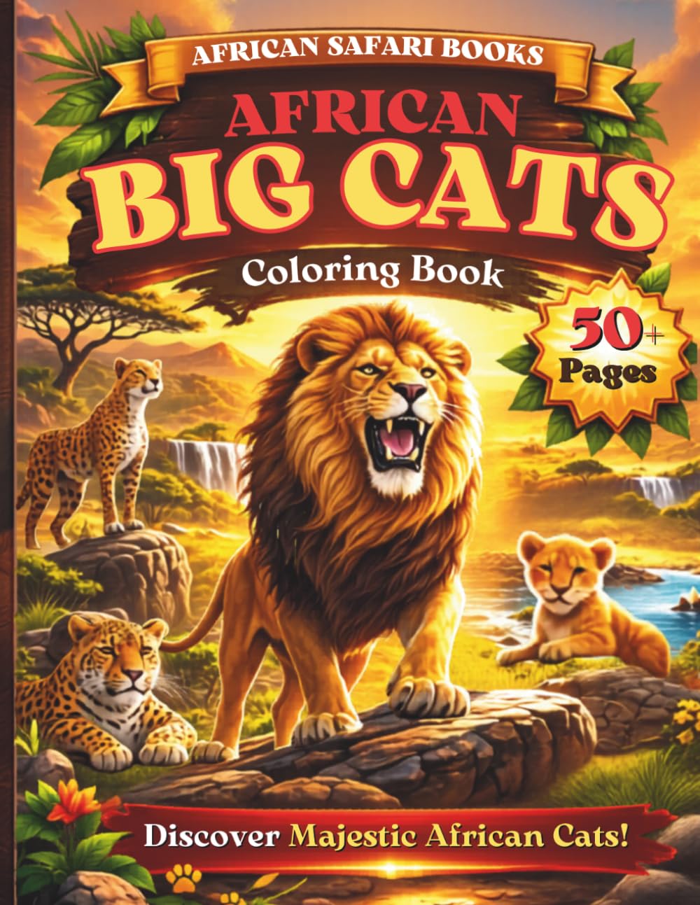 African Big Cats Coloring Book for Kids Ages 4–8: Fun and Easy Safari Animal Coloring Pages with Lions, Leopards, Cheetahs, Servals, Caracals, Jungle Cats, Fun Facts, and Creative Activities