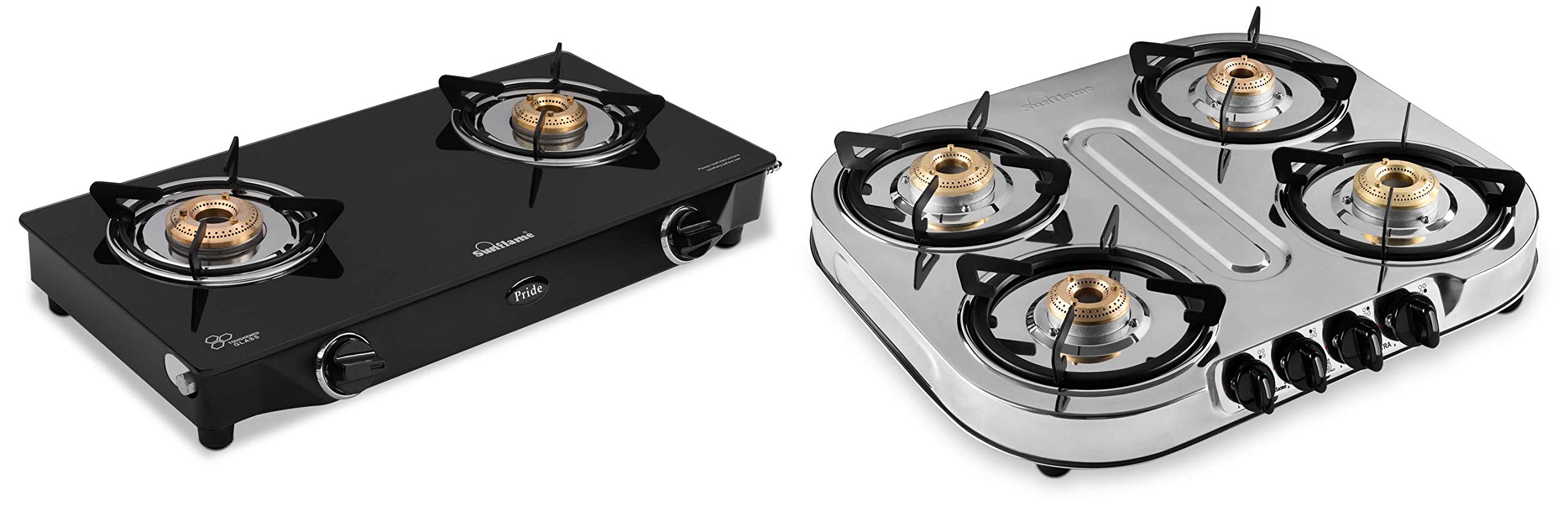 Buy SUNFLAME GT Pride Glass Top 2 Brass Burner Manual Ignition Stove