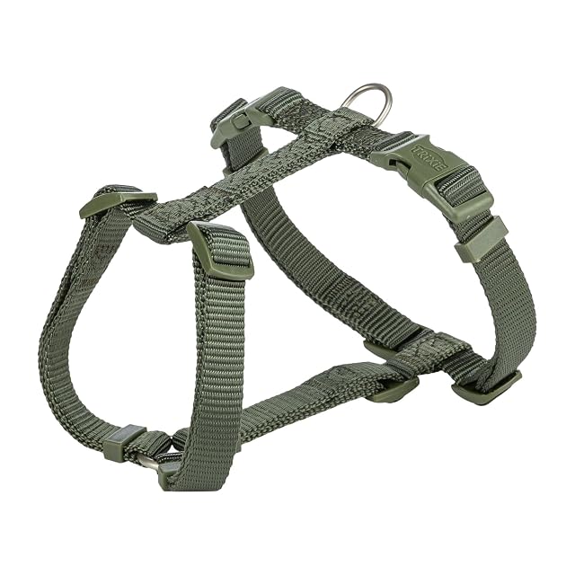 TRIXIE Arnés Premium para Perros, Talla M–L (52–75 cm / 20 mm), Oliva-Verde, Nylon de Alta Resistencia