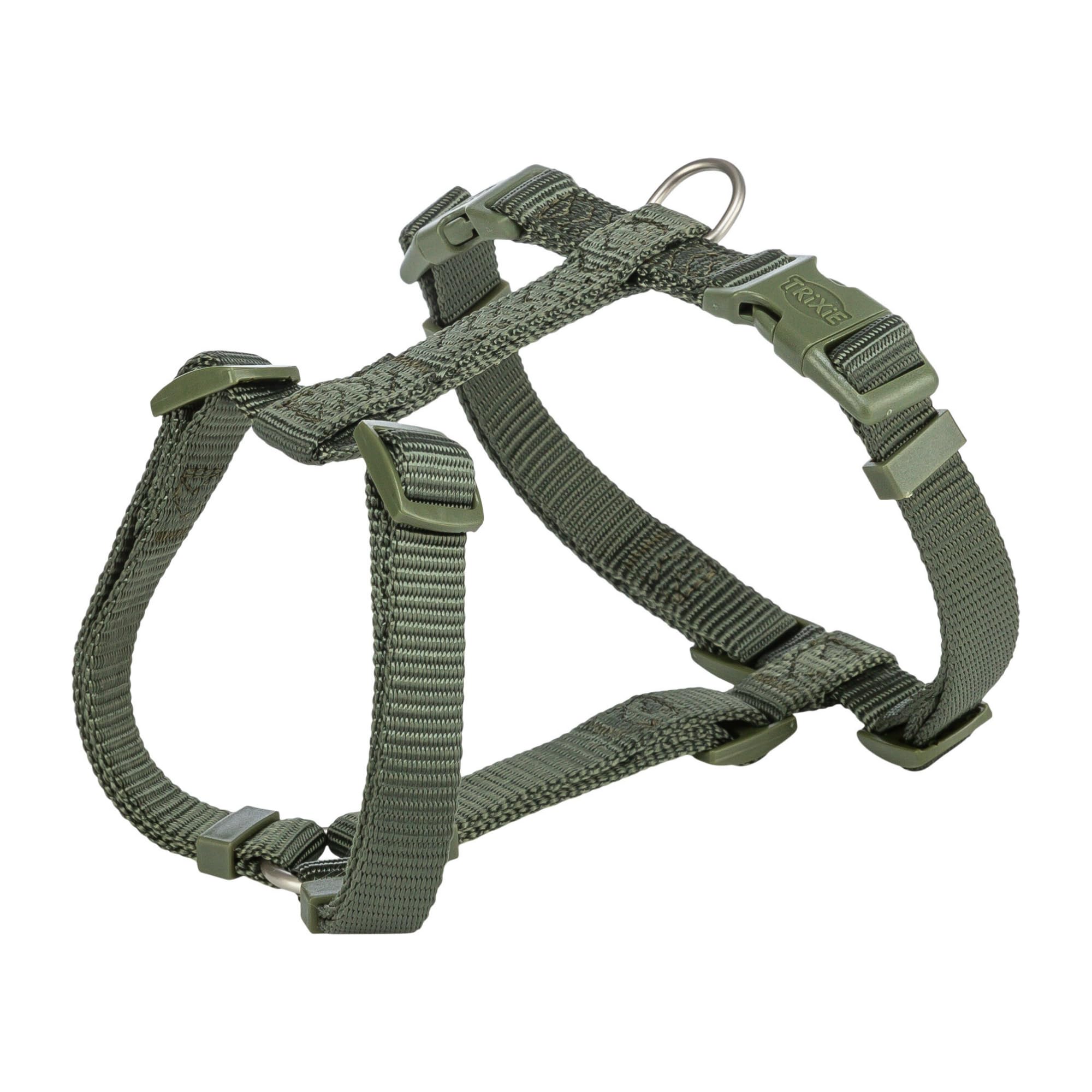 TRIXIE Arnés Premium para Perros, Talla M–L (52–75 cm / 20 mm), Oliva-Verde, Nylon de Alta Resistencia, Ajuste Triple en Pectoral, Cuello y Abdomen, Ergonómico y Seguro
