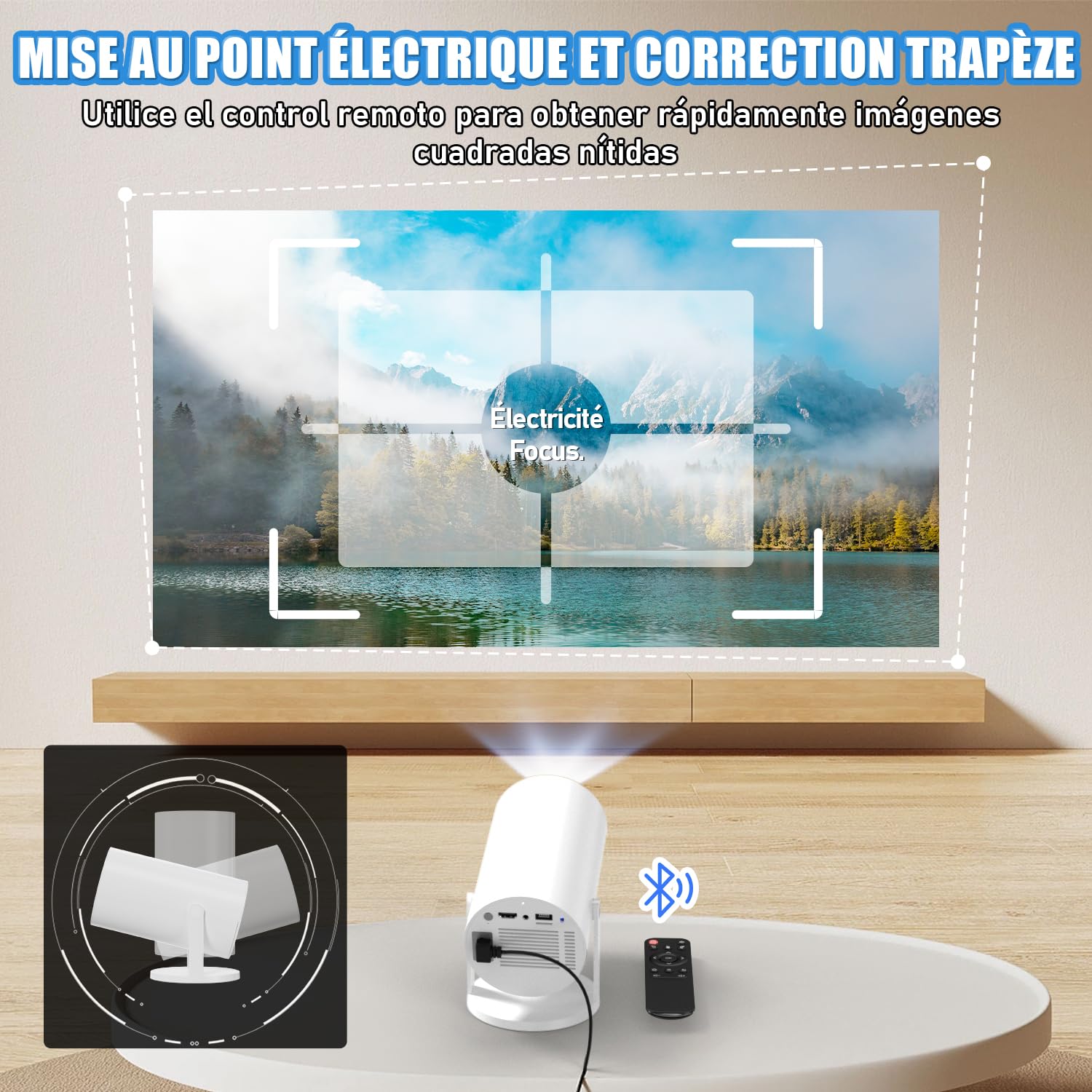 Mini projecteur portable Android 11 4K Ultra HD Smart 150" 5G WiFi6 BT5.4 rotatif 180° projecteur de film extérieur