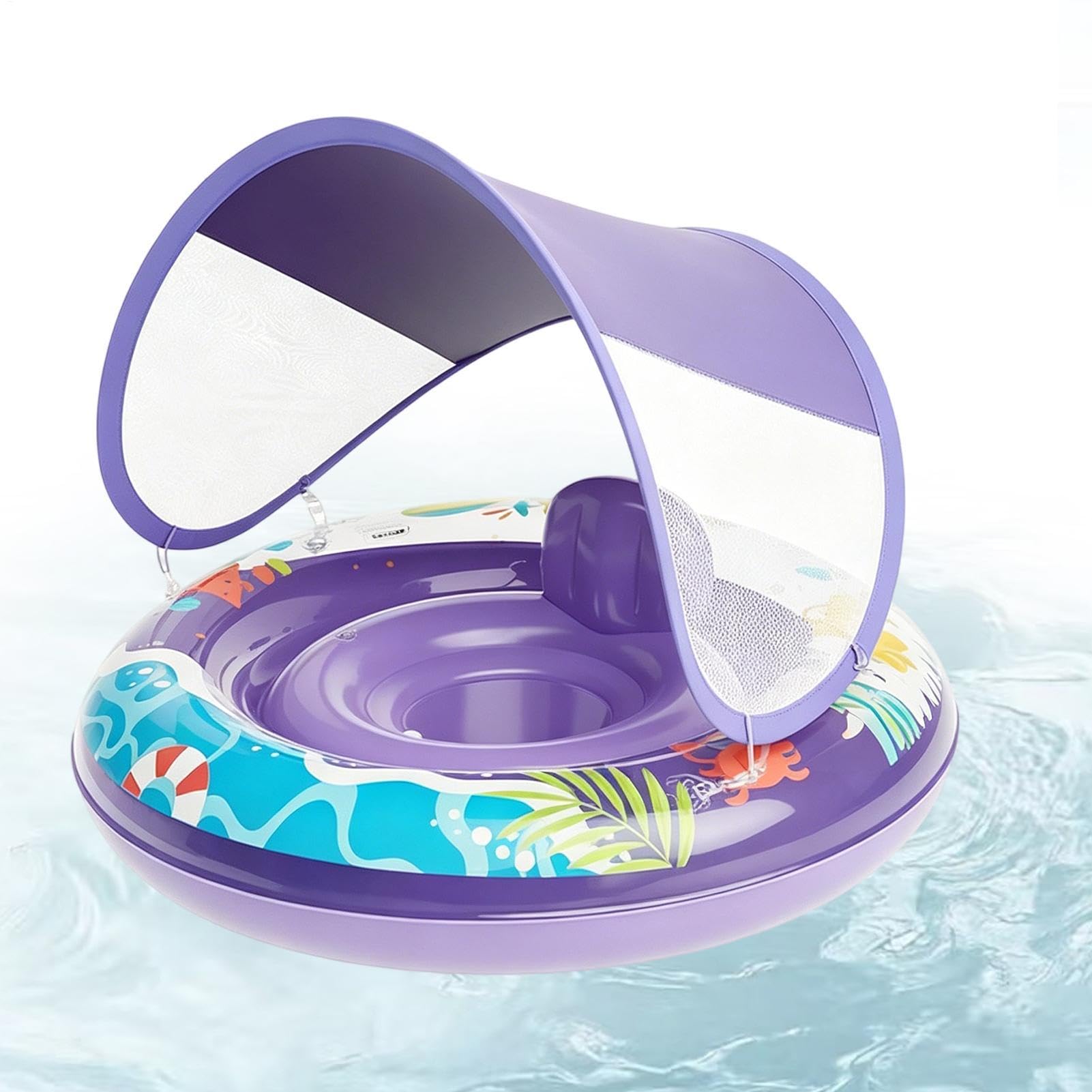 Flotador infantil con dosel, anillo de natación transpirable y ajustable - boyas de natación para | para playa río fiesta de verano y actividades de juego al aire libre interior