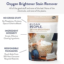 The Clean People Oxygen Brightener Stain Remover | Bleach Alternative, Simple Ingredients, Brightens Dull Whites AND Colors | 79 oz 2 Pack