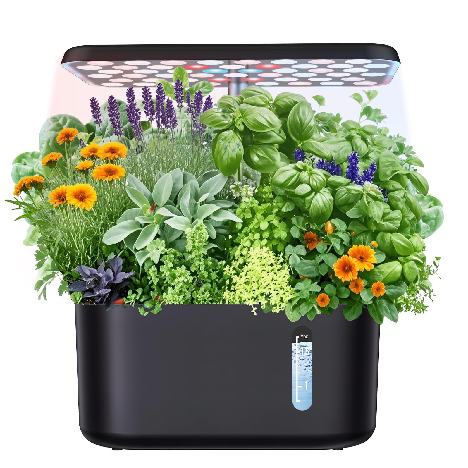 Sonicgrace Système de culture hydroponique d'intérieur avec lampe de croissance LED, pompe à eau intelligente silencieuse, 5 gousses, minuterie automatique, parfait pour les herbes, les légumes et les
