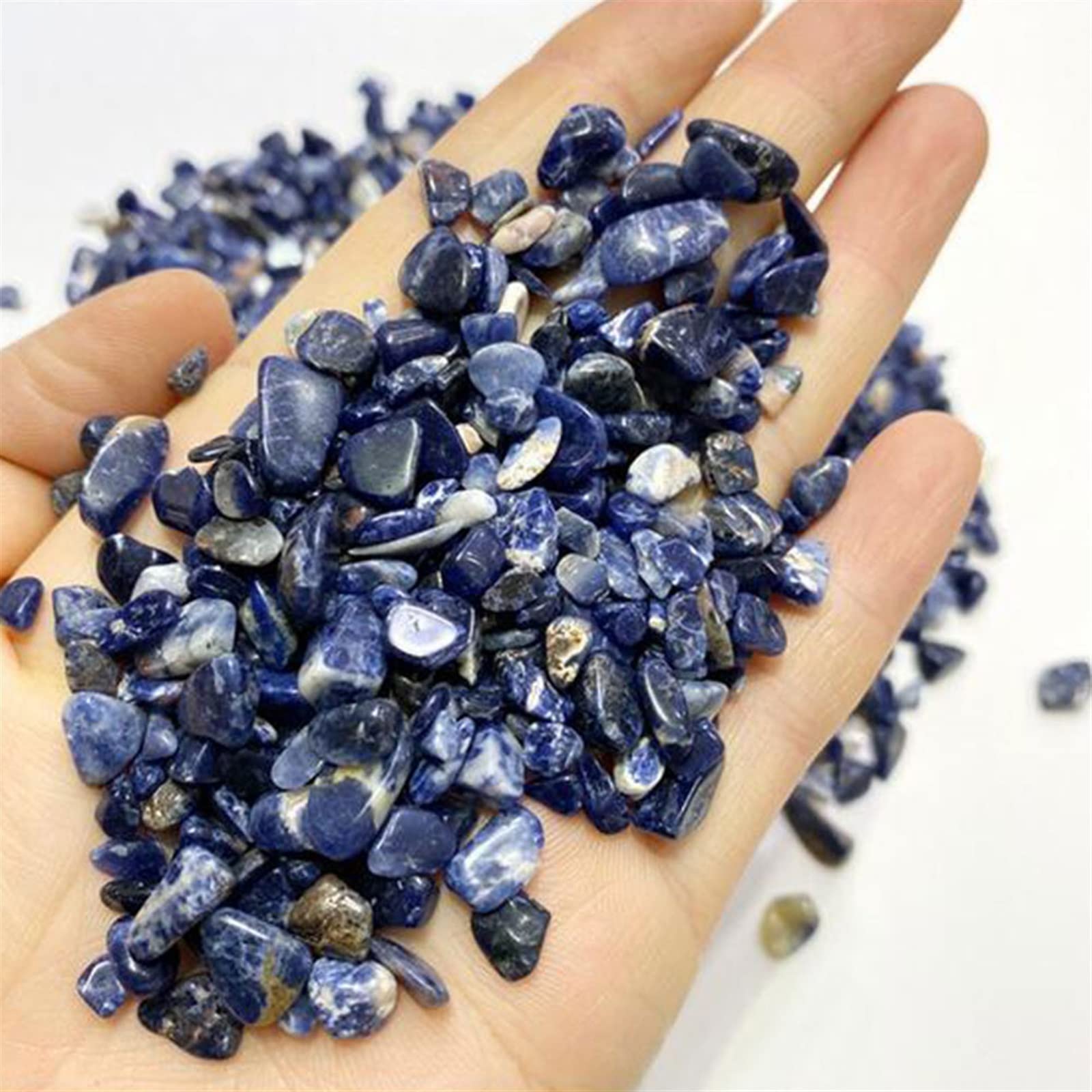 Paquete de 100g de Chips de sodalita Azul Natural, Piedra de Grava, Cristales de Cuarzo Pulido, Roca, decoración de la habitación del hogar, Acuario Inicio Colecciones