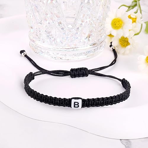 Miniatura 16 de Initial Bracelets for Couples Women Men Initial Charm Handmade Rope Braided Letter Bracelet for Teens Adjustable Jewelry Father's Day Gifts for Him