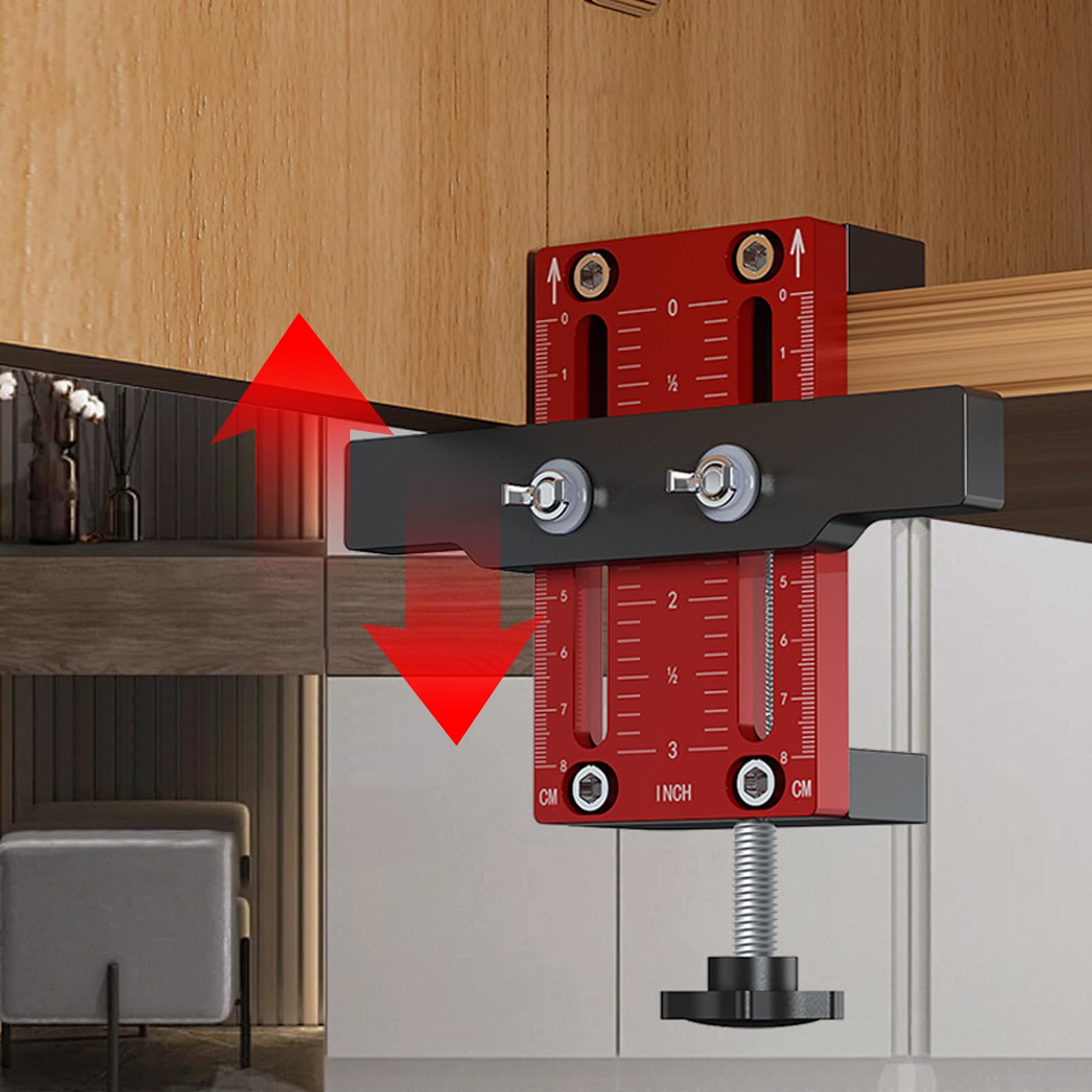 Posicionador de instalación de puerta de armario ajustable | Localizador de montaje de puerta de armario con longitud ajustable, posicionador de instalación de puerta de armario