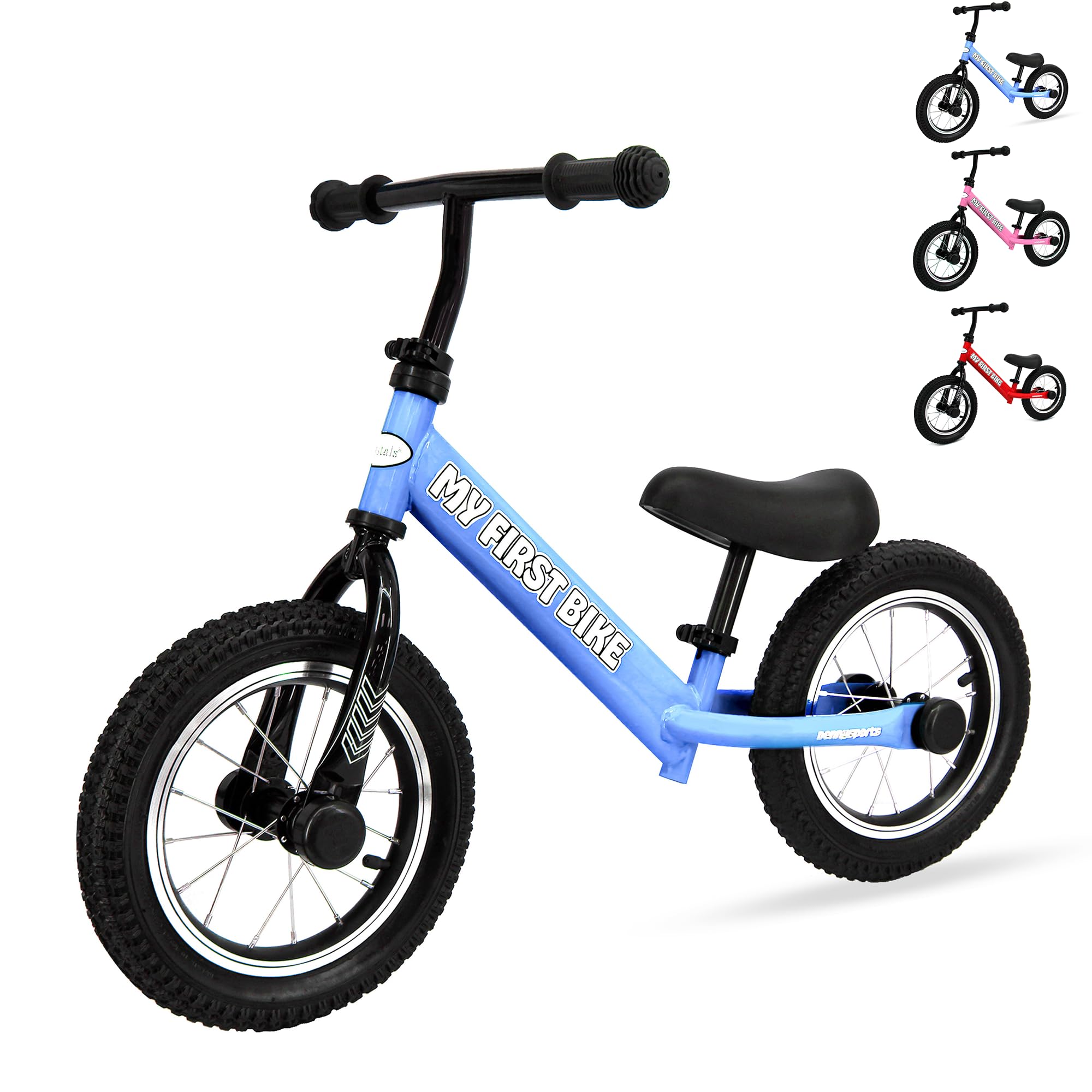 Crystals 12” Balance Bike 2+ Year Old Boys and Girls, Bike Training Bicycle for Kids and Toddlers with Adjustable Seat/Handlebar – Lightweight Fun Bike for Outdoor Play (Blue)