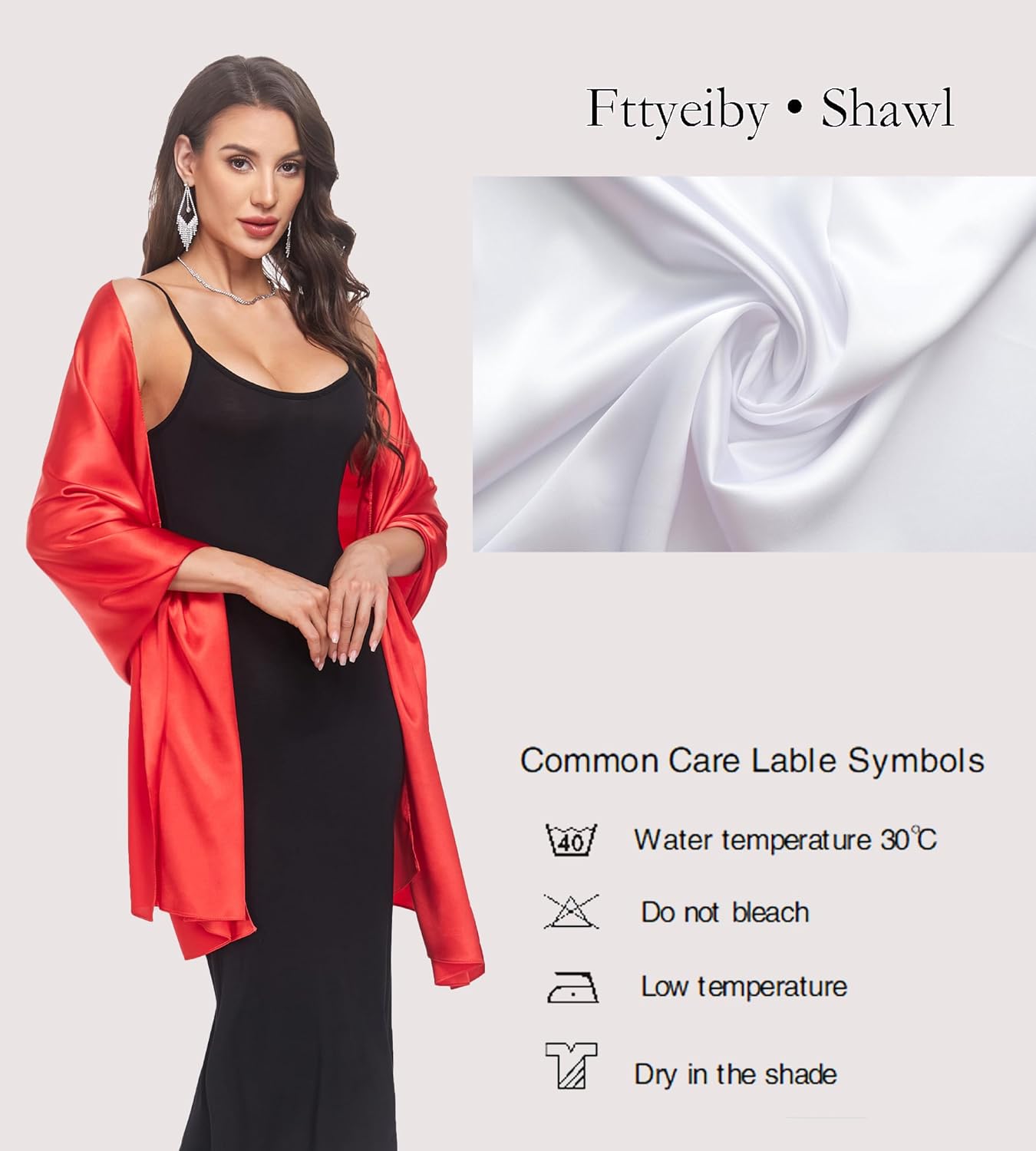 Shawls and Wraps for Evening Dresses Satin Shawl Wraps for Women Wedding Formal Shawl - Image 2