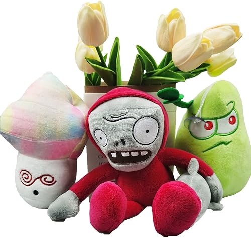 Miniatura 6 de JHESAO Juego de 3 piezas de peluche de plantas y zombis, juguete de zombis, Hypno Shroom, 1 2 muñeca zombi de delfín suave, muñeco de peluche de PVZ