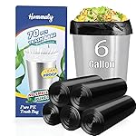 6 Gallon 70 pcs Black Trash Bags Strong Black Garbage Bags, Bathroom Trash Can Bin Liners, Plastic Bags for Office Home Kitchen, Fit 6 gallon,7 gallon Waste Basket Liner 6,7 Gal(6G70-Black)