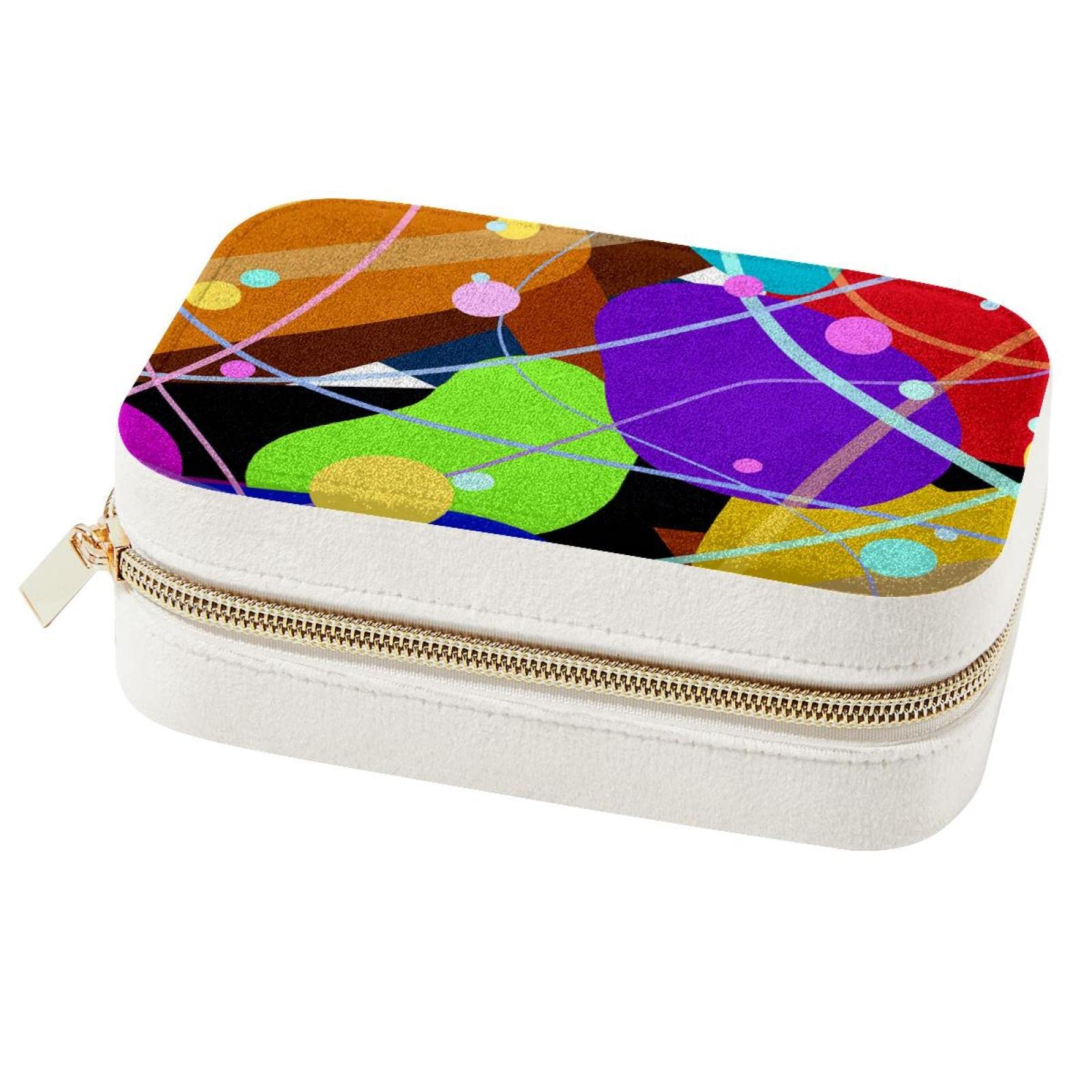 Boîte à bijoux portable de voyage colorée pour bagues et colliers en simili cuir