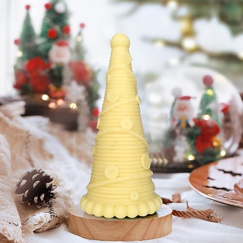 Miniatura 8 de Molde de silicona para árbol de Navidad con botones, moldes de vela de silicona 3D para hacer velas, resina epoxi, manualidades de Navidad, jabón